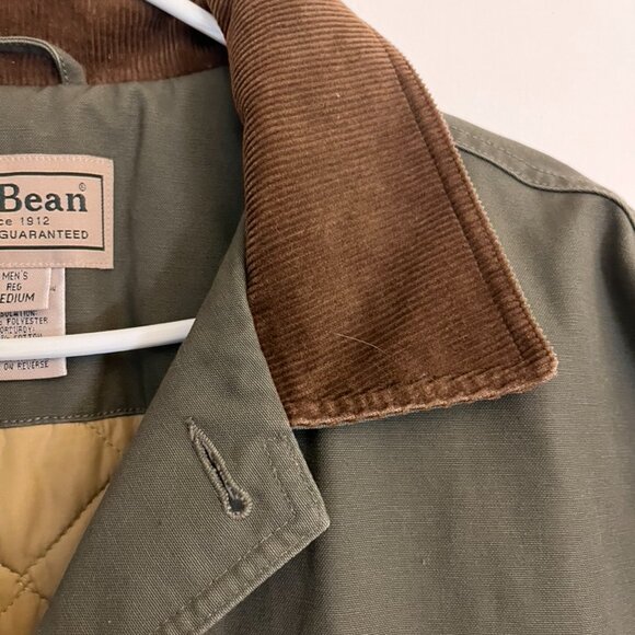 Vintage LL Bean Chore/Barn Coat Men’s Olive Green Corduroy Thinsulate Sz Medium - Picture 4 of 16